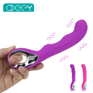 Massageador vibratório tipo varinha mágica recarregável via USB com 10 velocidades, estimulador duplo do clitóris e vibrador para ponto G.